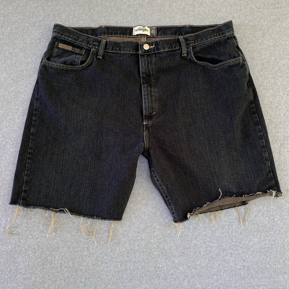 Wrangler Shorts Mens 40 (42 Tag) Blue Cutoffs 9" Inseam Jorts Loose Dark Denim
